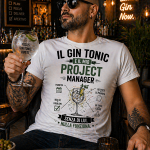T-shirt Il gin tonic è il mio project manager con stampa ironica
