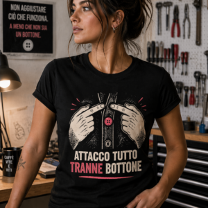 T-shirt Attacco tutto tranne bottone con stampa ironica per elettricisti