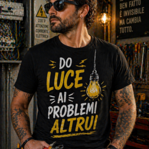 T-shirt Do luce ai problemi altrui con stampa ironica per elettricisti