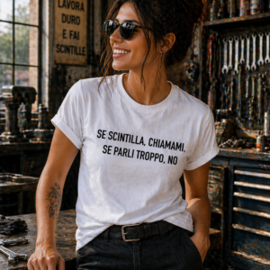 T-shirt elettricista sarcastica con frase Se scintilla, chiamami