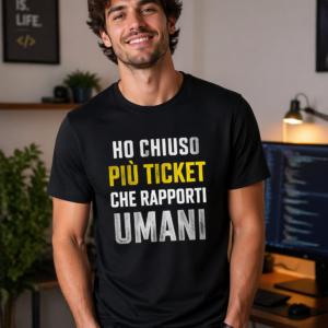 T-shirt chiuso più ticket con scritta ironica ufficio