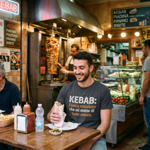 T-Shirt Kebab rotazione buon umore con frase ironica