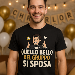 T-Shirt Quello bello del gruppo si sposa con scritta divertente per addio al celibato