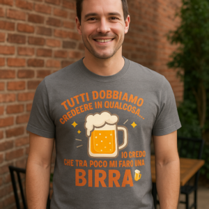 T-Shirt birra ironica con frase divertente per aperitivo